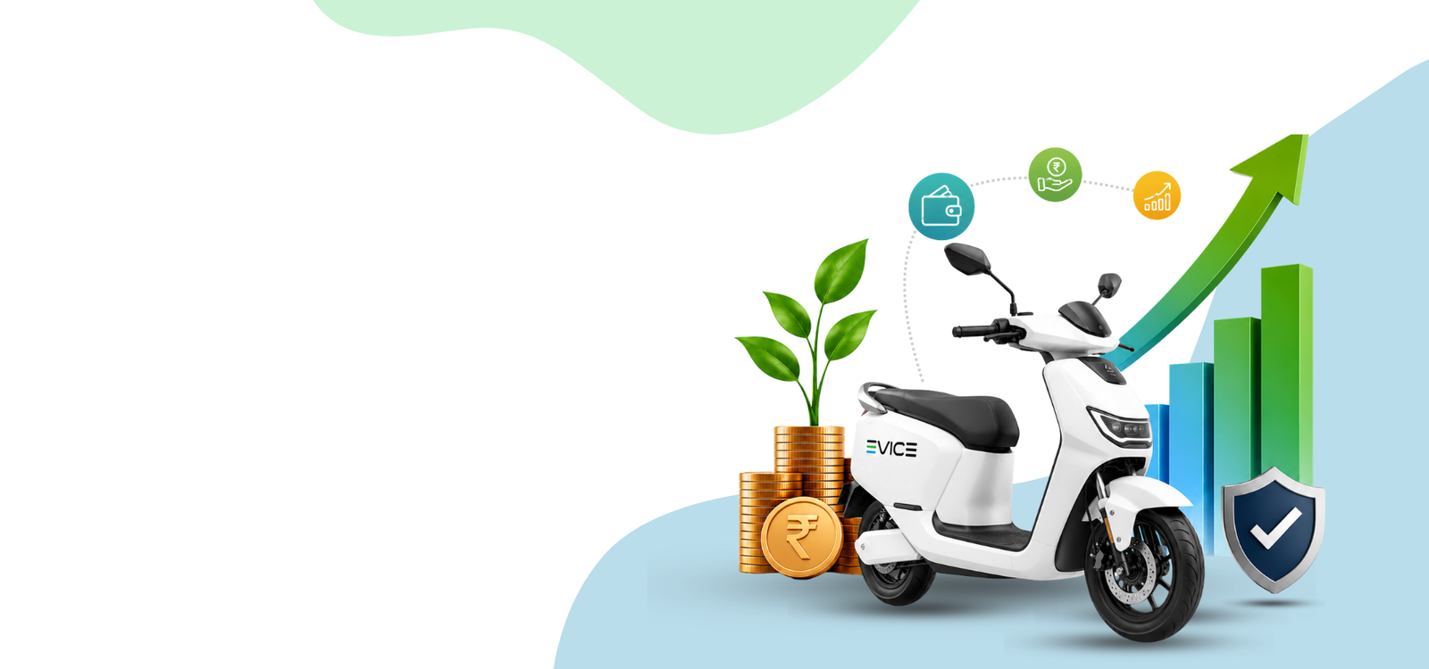 EVICE electric scooter with investment growth graphics