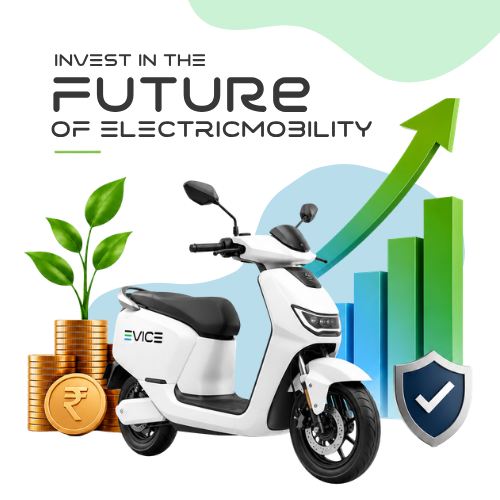 EVICE electric scooter with investment growth graphics